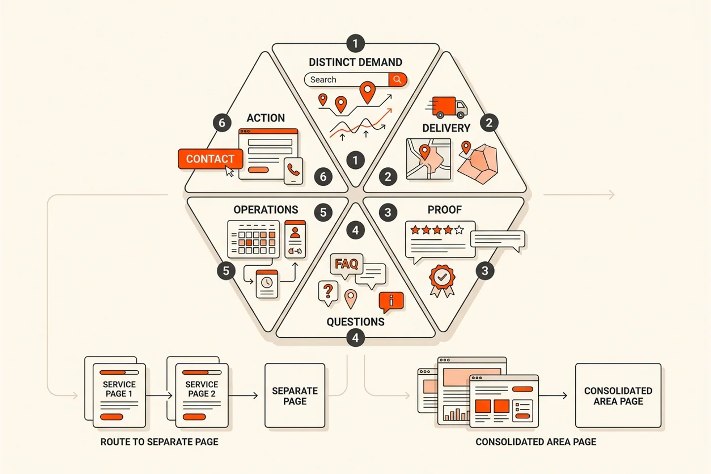 Six-factor test for a useful local landing page.
